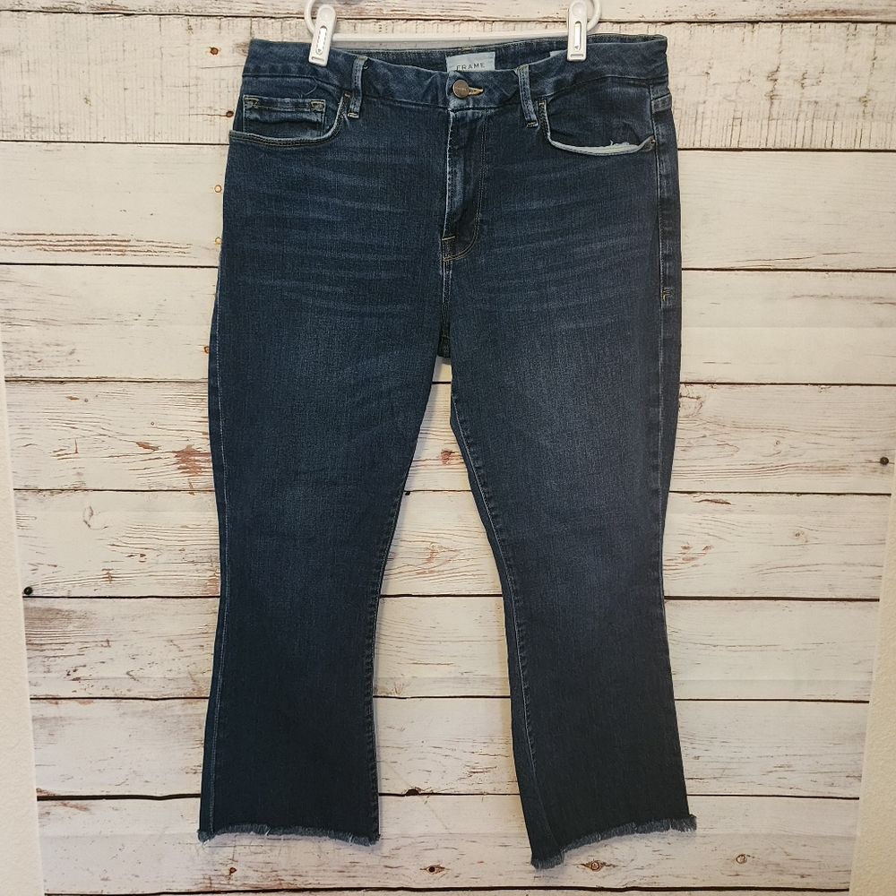 Frame Le Crop Mini Boot Frayed Hem size 32